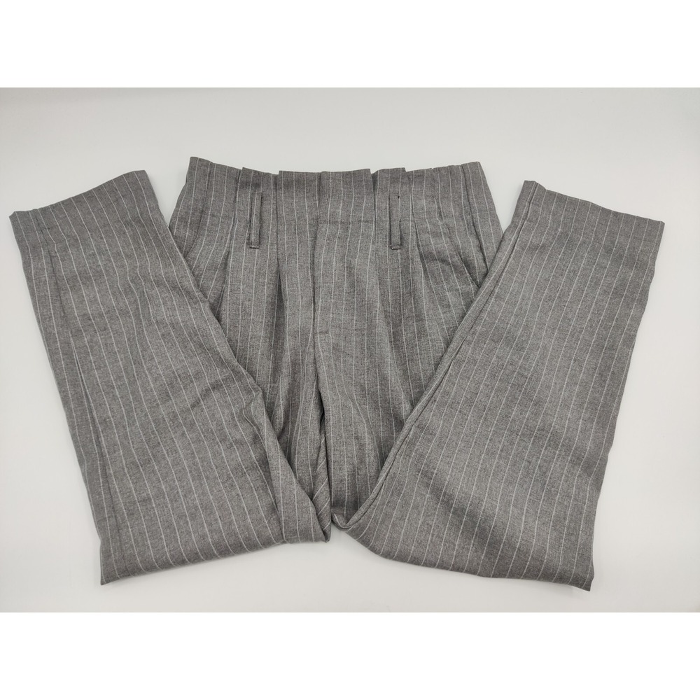 Indigo Rein Womens Grey Pinstripe Pleated High Rise Tapered Trousers Size 7/27
